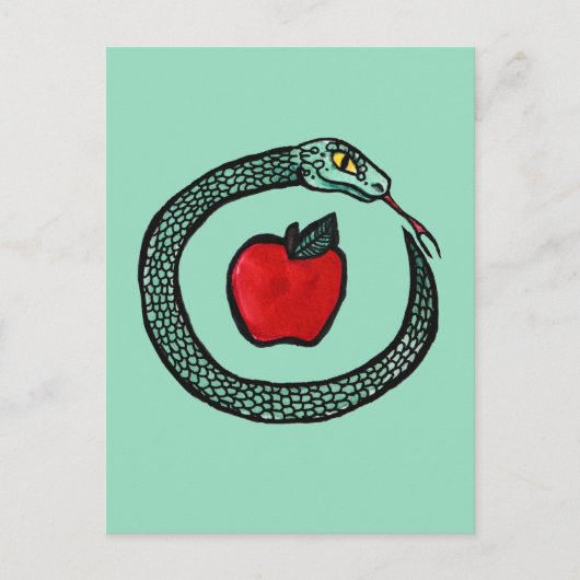 Schlange und Apfel Postkarte (Vorderseite)