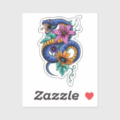 Schlange und Blume Aufkleber (Blatt)