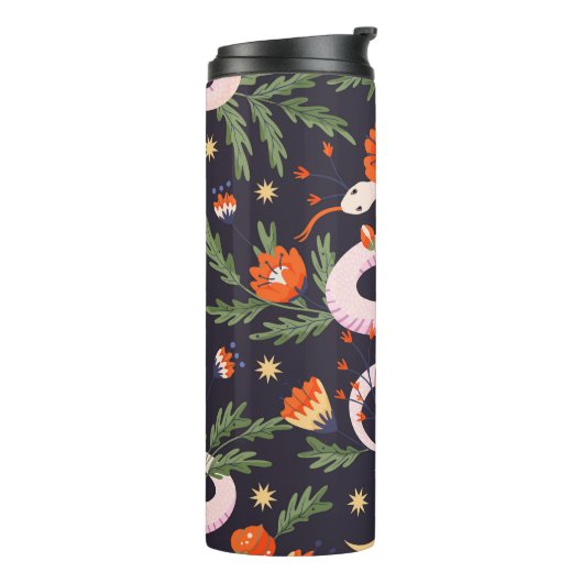 Schlange- und Blumenmärchen Thermosbecher (Nach links gedreht)