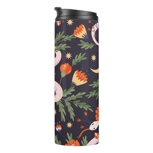 Schlange- und Blumenmärchen Thermosbecher (Nach rechts gedreht)