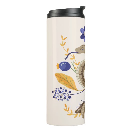Schlange- und Blumenmärchen Thermosbecher (Nach links gedreht)