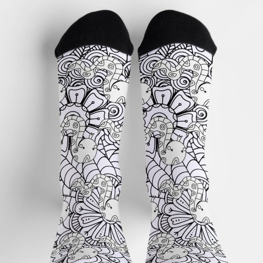 Schlange und botanische Doodles mit Flora Socken (Oben)