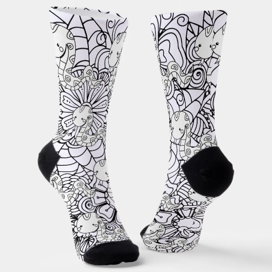Schlange und botanische Doodles mit Flora Socken (Gewinkelt)