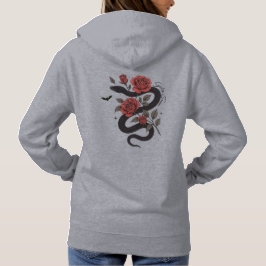 Schlange und Rose Hoodie - Gotisches Blumendesign