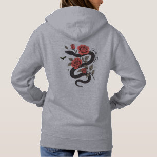 Schlange und Rose Hoodie - Gotisches Blumendesign