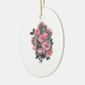 Schlange und Rose Keramik Ornament (Links)