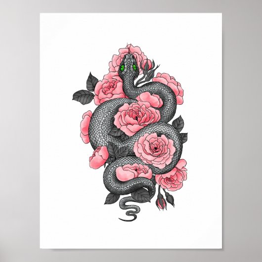 Schlange und Rose Poster (Vorne)