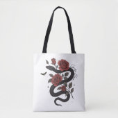 Schlange und Rose Tote Tasche - gotisches Blumende (Vorderseite)