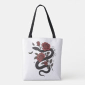 Schlange und Rose Tote Tasche - gotisches Blumende (Rückseite)