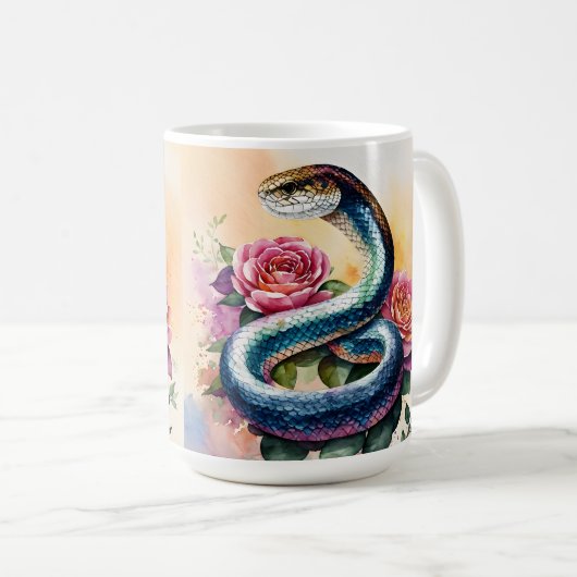 Schlange Wasserfarbene Kunst Kaffeetasse (VorderseiteRechts)
