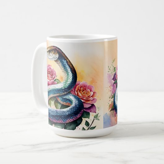 Schlange Wasserfarbene Kunst Kaffeetasse (Vorderseite Links)