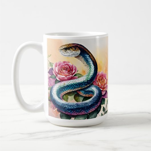 Schlange Wasserfarbene Kunst Kaffeetasse (Links)