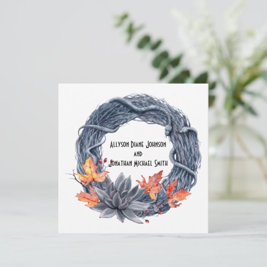 Schlange Wreath Black Blume Handfesting Wedding | Einladung (Stehend Vorderseite)