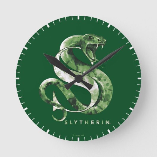 Schlangen-Aquarell Harry Potters | SLYTHERIN™ Runde Wanduhr (Vorderseite)