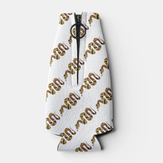 Schlangen-Braun- und Gold-Silhouette Flaschenkühler (Rückseite)