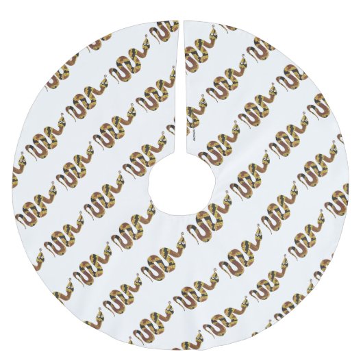 Schlangen-Braun- und Gold-Silhouette Polyester Weihnachtsbaumdecke (Vorderseite)