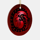 SCHLANGEN-DRACHE schwarzer und roter Rubin Keramik Ornament (Rechts)