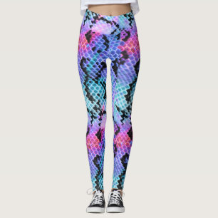 Schlangen-Haut-Rosa-lila blauer bunter Regenbogen Leggings