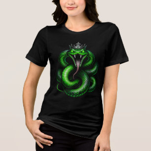 Schlangen-König-T-Shirt Grüne Vipernkrone Gothic Tri-Blend Shirt