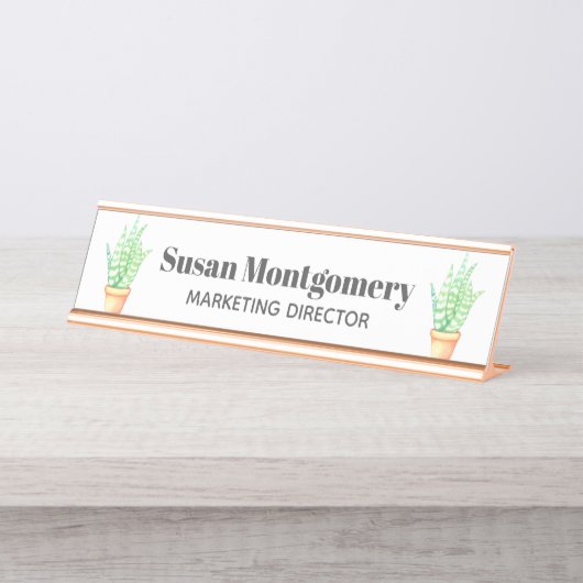 Schlangen-Pflanzeeingemachte Succulents | Schreibtischnamensplakette (Vorderseite )