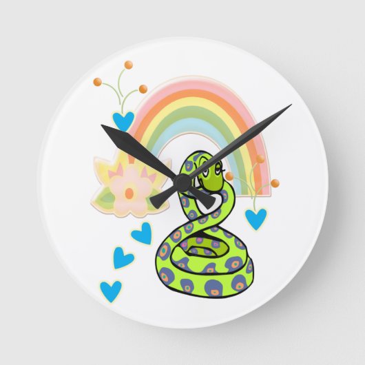 Schlangen-Regenbogen-Uhr Runde Wanduhr (Vorderseite)