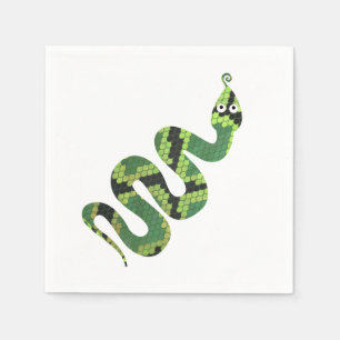 Schlangen-schwarze und grüne Druck-Silhouette Serviette