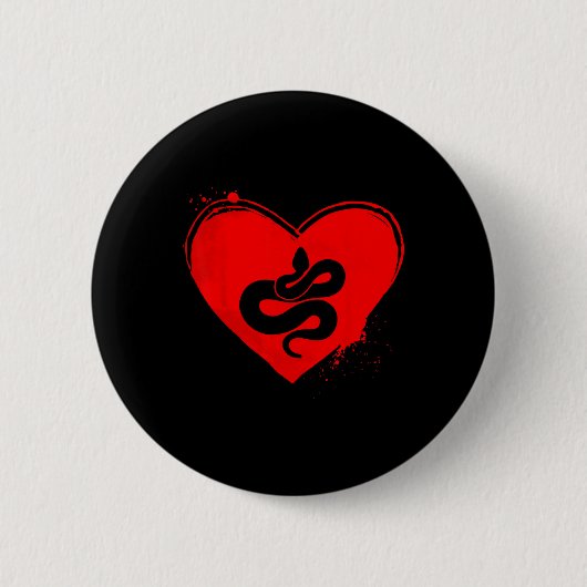 Schlangen-Silhouette Herzform Valentinstag Schlang Button (Vorderseite)