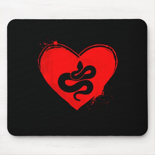 Schlangen-Silhouette Herzform Valentinstag Schlang Mousepad (Vorne)