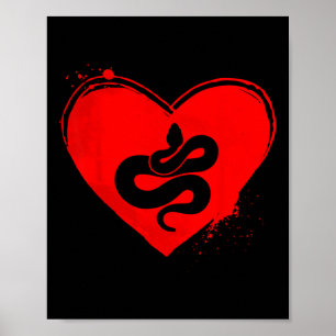Schlangen-Silhouette Herzform Valentinstag Schlang Poster