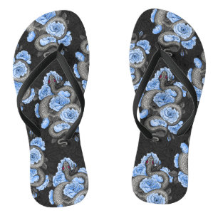 Schlangen und blaue Rose Badesandalen
