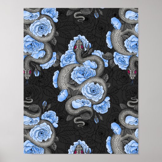 Schlangen und blaue Rose Poster (Vorne)