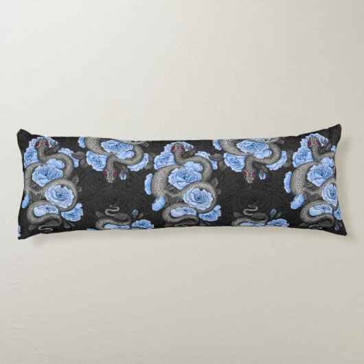 Schlangen und blaue Rose Seitenschläferkissen (Rückseite)