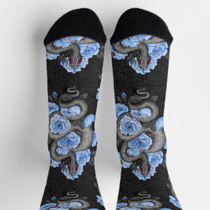 Schlangen und blaue Rosen Socken