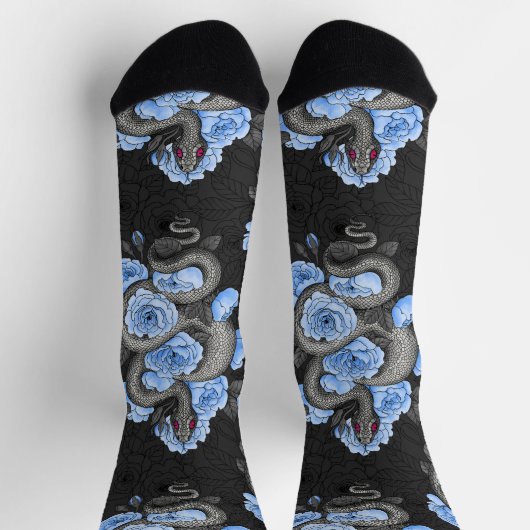 Schlangen und blaue Rosen Socken (Oben)