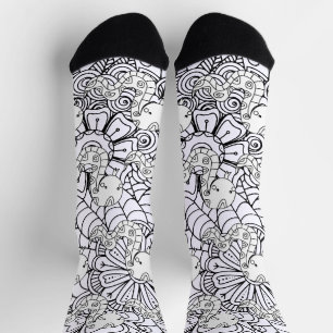 Schlangen- und Blumen-Botanik-Doodle Socken