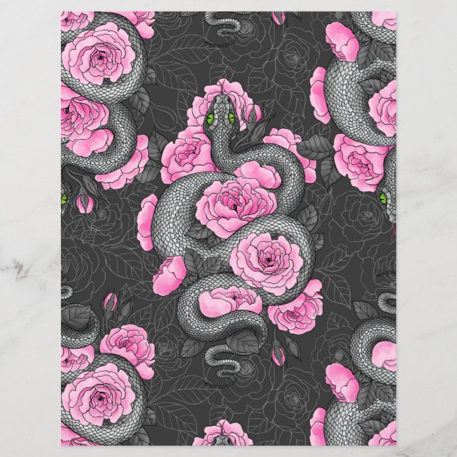 Schlangen und rosa Rosen (Vorderseite)