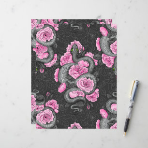 Schlangen und rosa Rosen