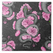 Schlangen und rosa Rosen Fliese (Vorderseite)