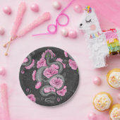 Schlangen und rosa Rosen Pappteller (Party)