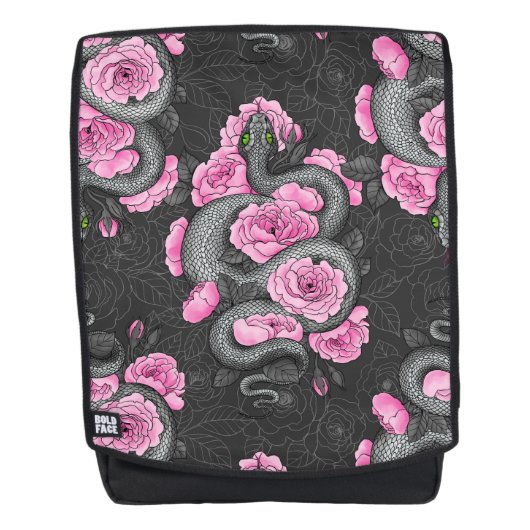 Schlangen und rosa Rosen Rucksack (Vorderseite)