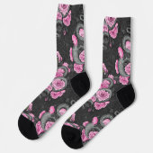 Schlangen und rosa Rosen Socken (Linkes Detail)