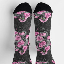 Schlangen und rosa Rosen Socken