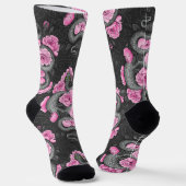 Schlangen und rosa Rosen Socken (Gewinkelt)