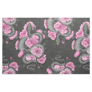Schlangen und rosa Rosen Stoff