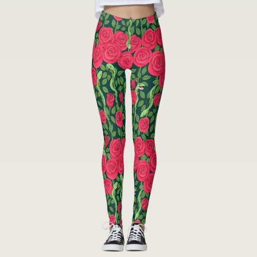 Schlangen und Rose Leggings (Vorderseite)