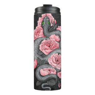 Schlangen und Rose Thermosbecher
