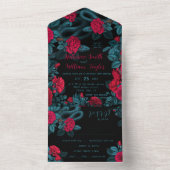 Schlangen und rote Rosen auf schwarz alles in eine All In One Einladung (Innen Boden)