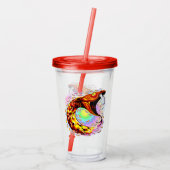 Schlangenangriff Psychedelische surreale Kunst Acryltrinkbecher (Rückseite)