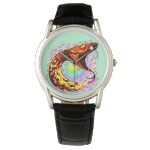 Schlangenangriff Psychedelische surreale Kunst Armbanduhr