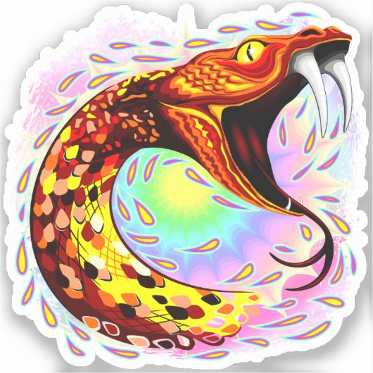 Schlangenangriff Psychedelische surreale Kunst Aufkleber (Vorderseite)